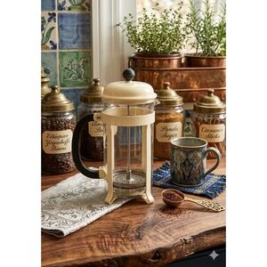 Vintage Bodum French Press Coffee Maker Cream White Glass Switzerland 1L 34oz